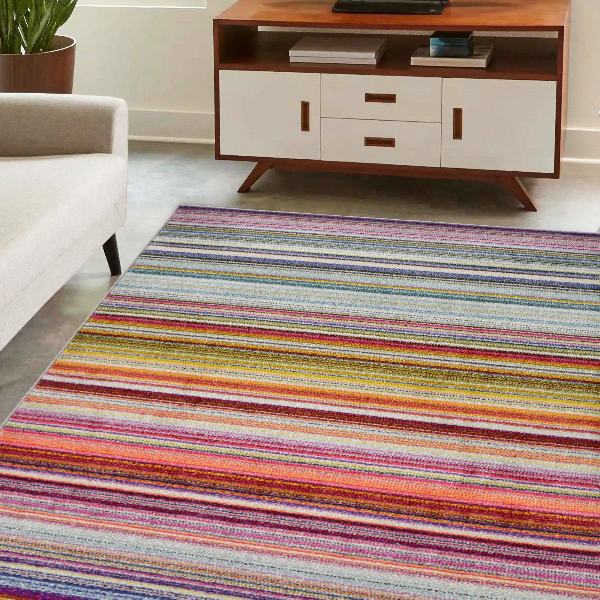 Villa Stripe Modern Rugs In Multi